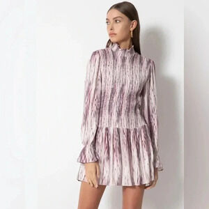Tart Collections Birdie Dress Long Sleeve High Neck Smocked Dress Size Large NWT